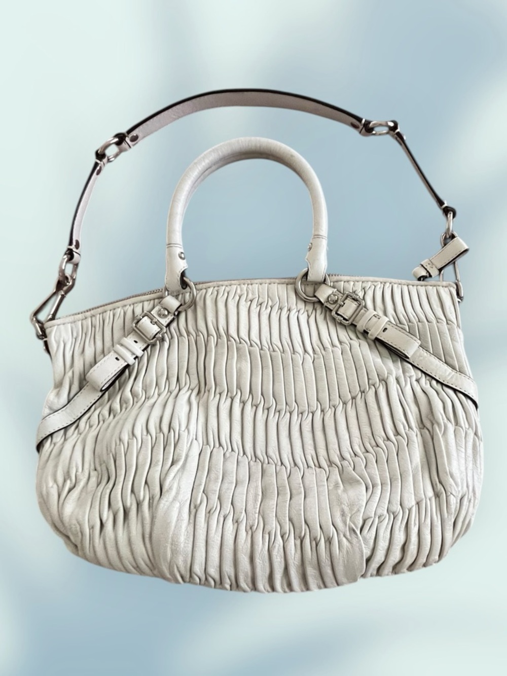 Coach Madison Sophia Bag Parchment Gathered Leather Satchel Bag Gently Pre Loved - Picture 2 of 12